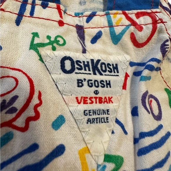 Vintage OshKosh B'gosh Sailboats Overall Shorts Shortalls Size 12 Months - Picture 4 of 8